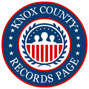 A round red, white, and blue logo with the words 'Knox County Records Page' for the state of Tennessee.